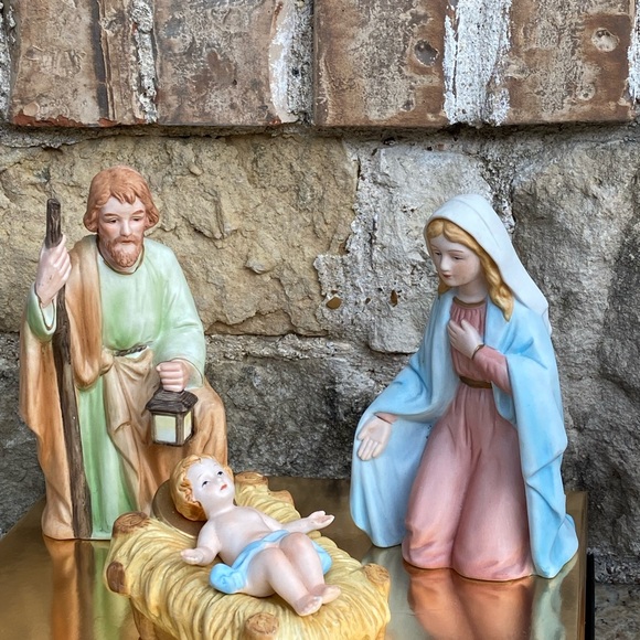 Vintage Homco By home Interiors Porcelain Figurines Christmas Nativity Set - Picture 11 of 15